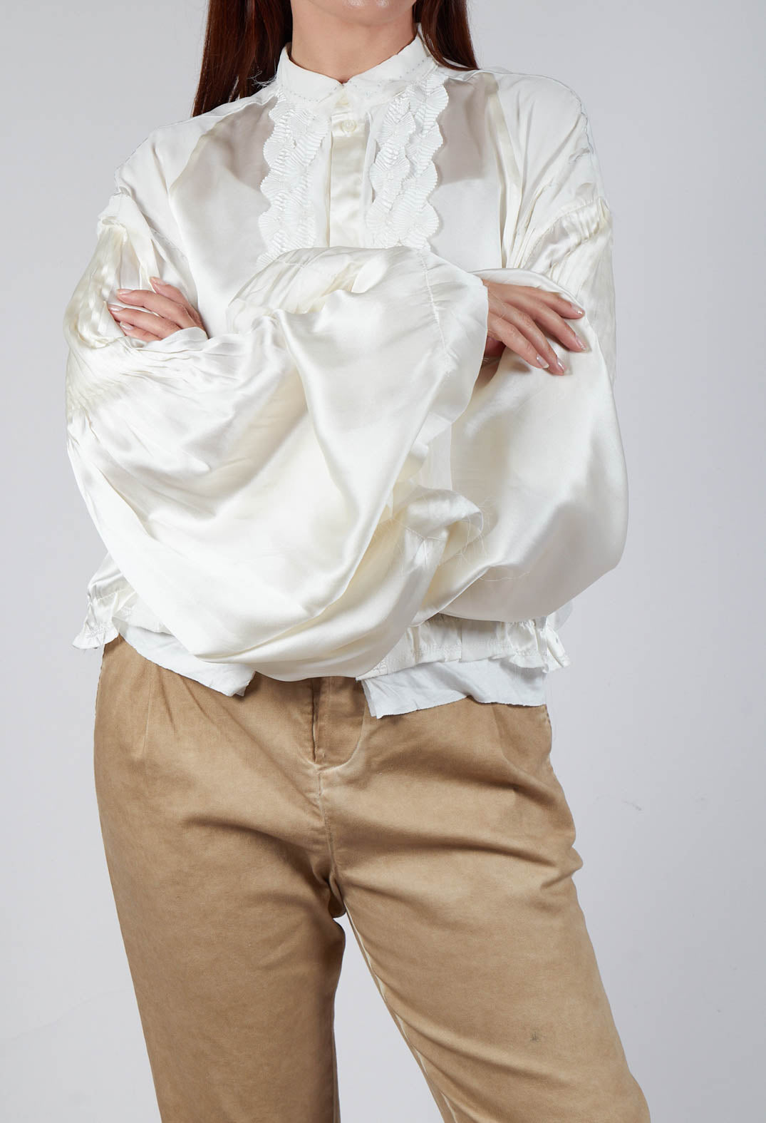 Satin Silk Blouse in Off White