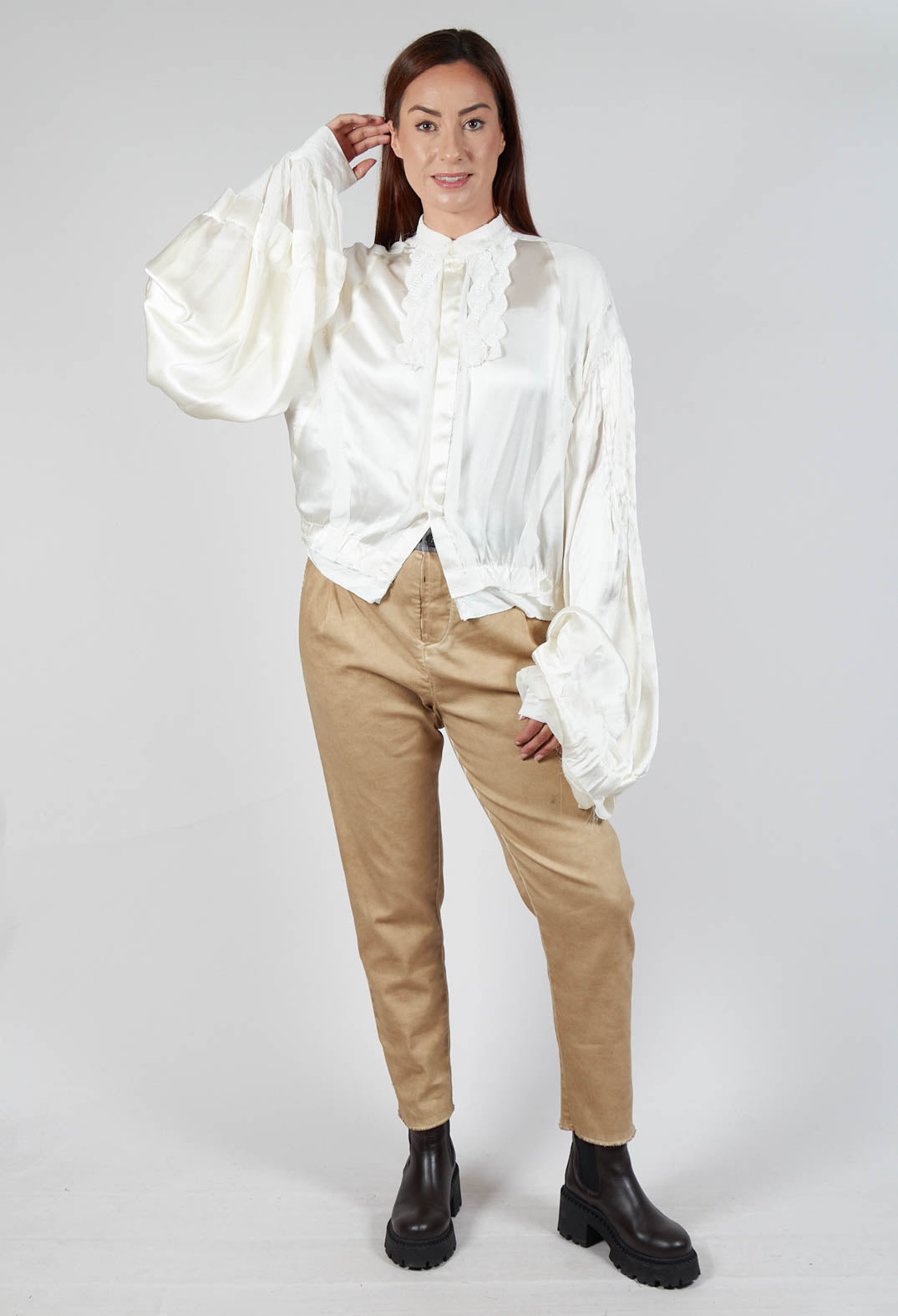 Satin Silk Blouse in Off White