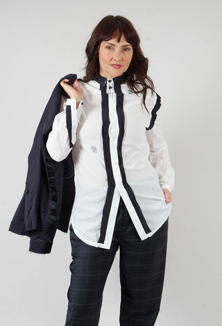 Cotton Shirt with Contrast Detail in White Black