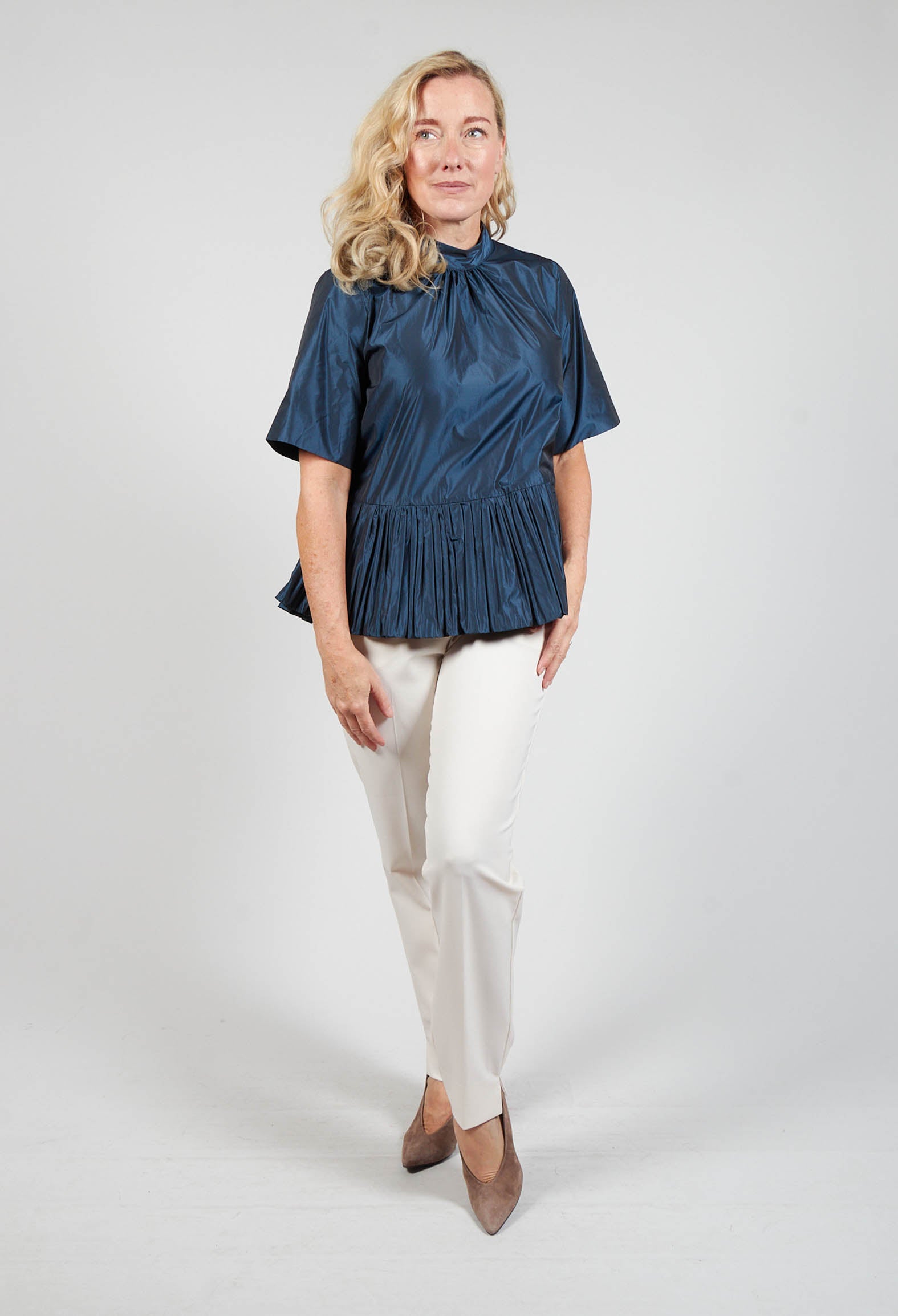 Flared Shape Shirt in Navy – Olivia May