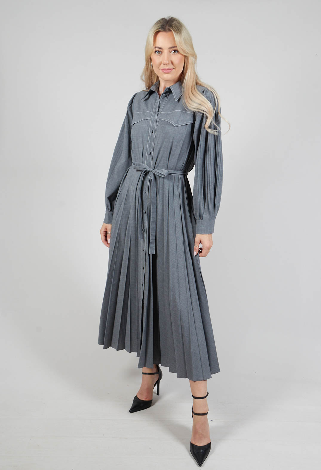 Pleated shirt dress online