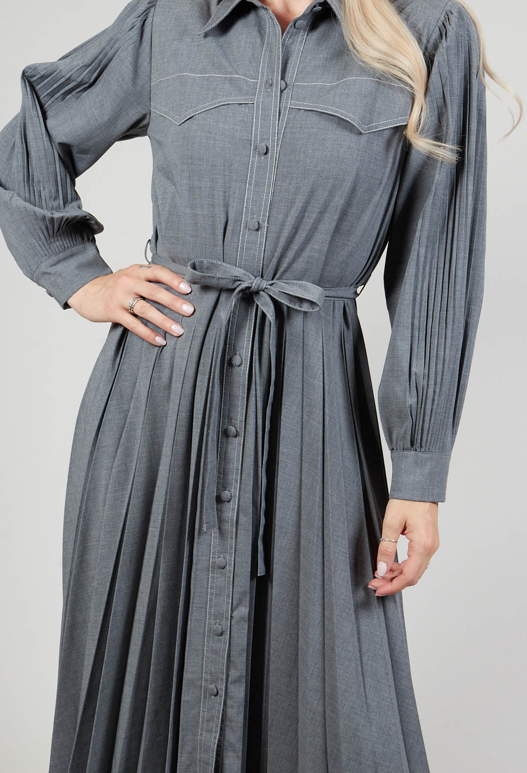 Long grey shirt dress online