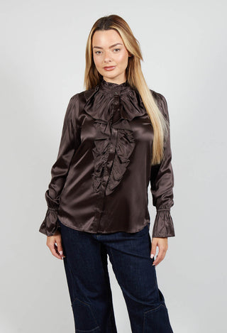 Ingeborg Shirt with Ruffles in Chocolate