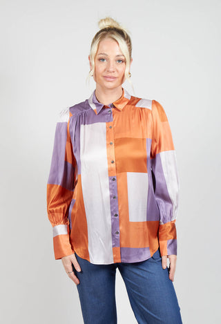 Cadence Shirt with Volume Sleeves in Linear Ultra Violet