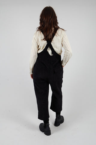 Aline Dungarees in Velours Noir