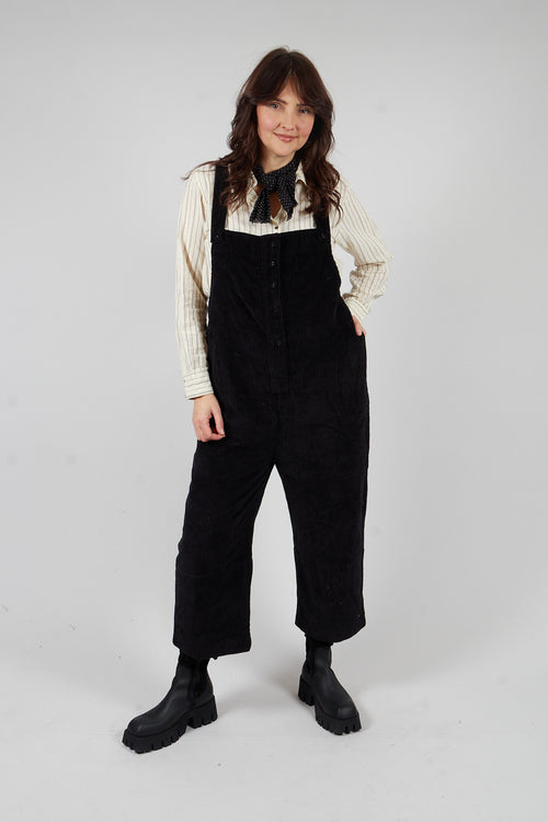 Aline Dungarees in Velours Noir