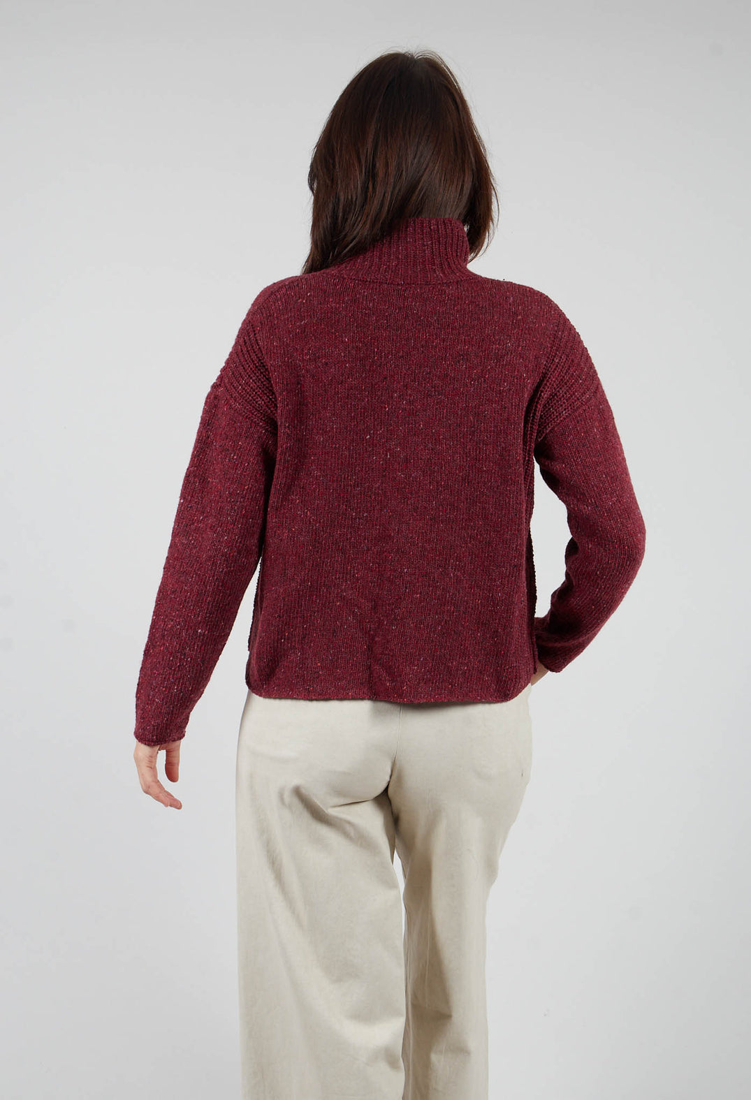 High Neck Cardigan in Prune