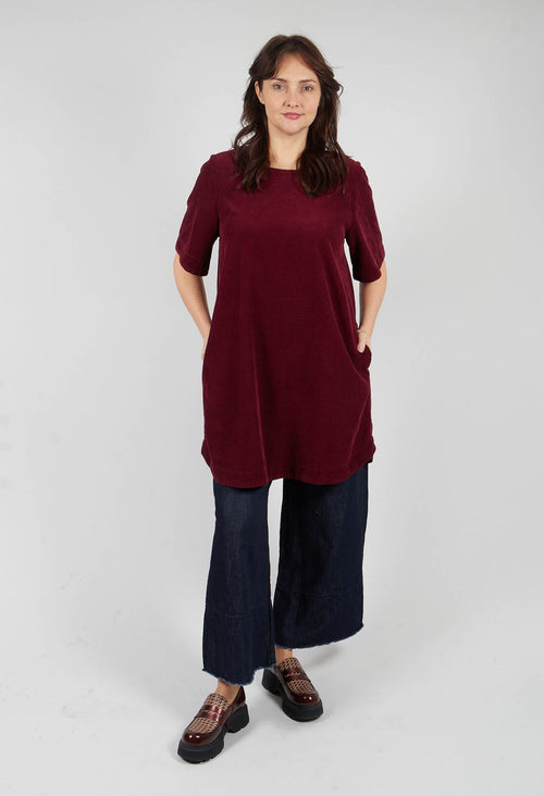 Corduroy Shift Dress in Prune