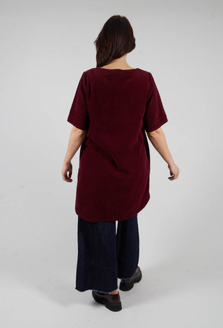 Corduroy Shift Dress in Prune