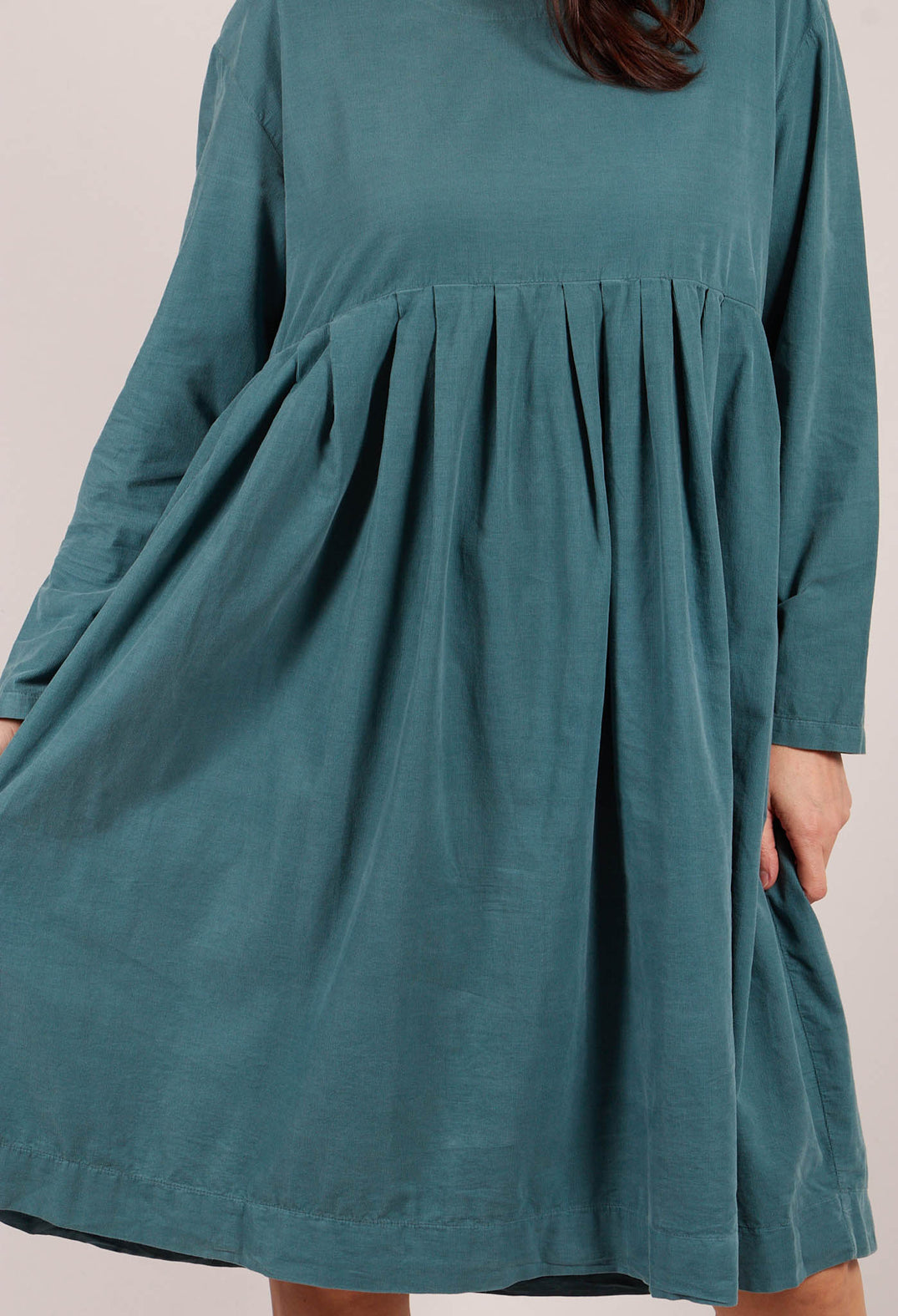 Long Sleeve Dress with Pleated Waist in Lotus