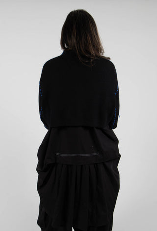 Cropped Jumper with Contrast Stitching in Black