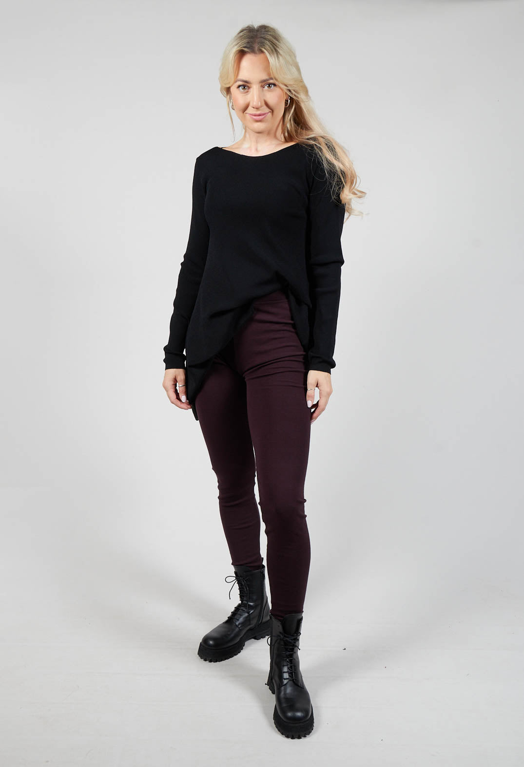 Stretch Fit Long Leggings in Plum