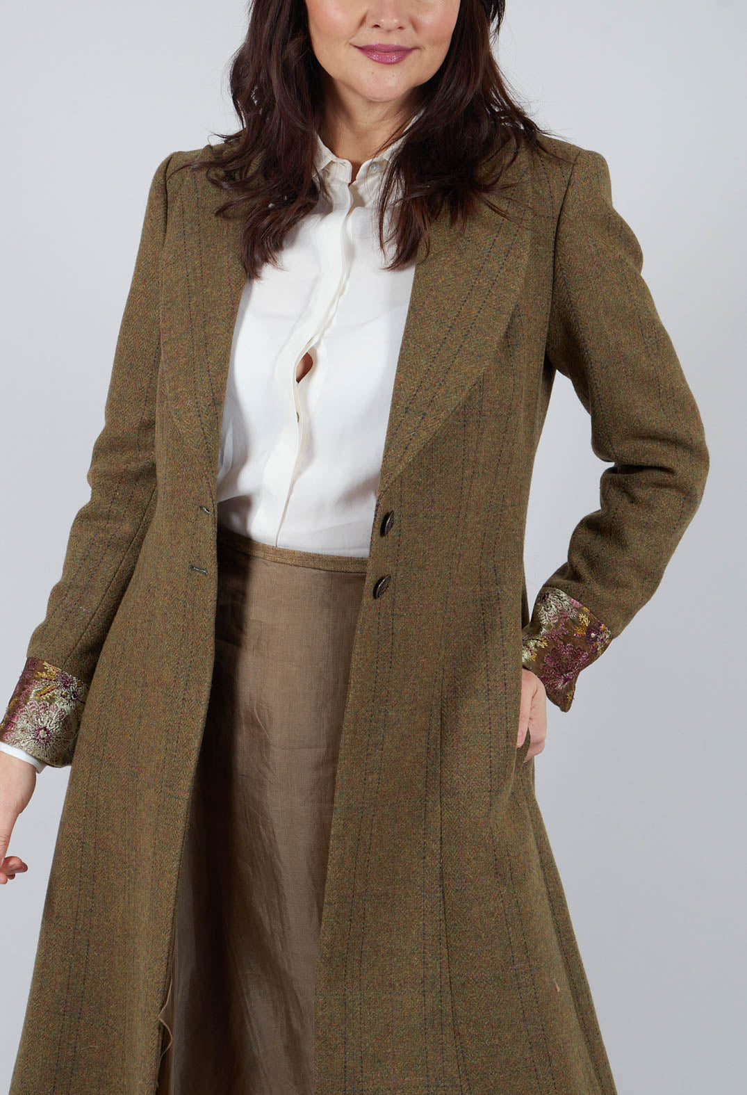 Soul Embroidery Coat in Tweed