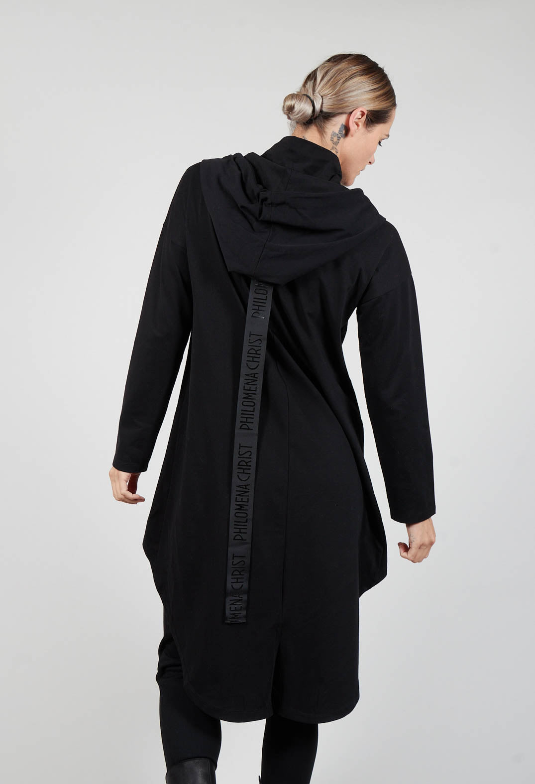 Hooded Jersey Tunic in Black Olivia May