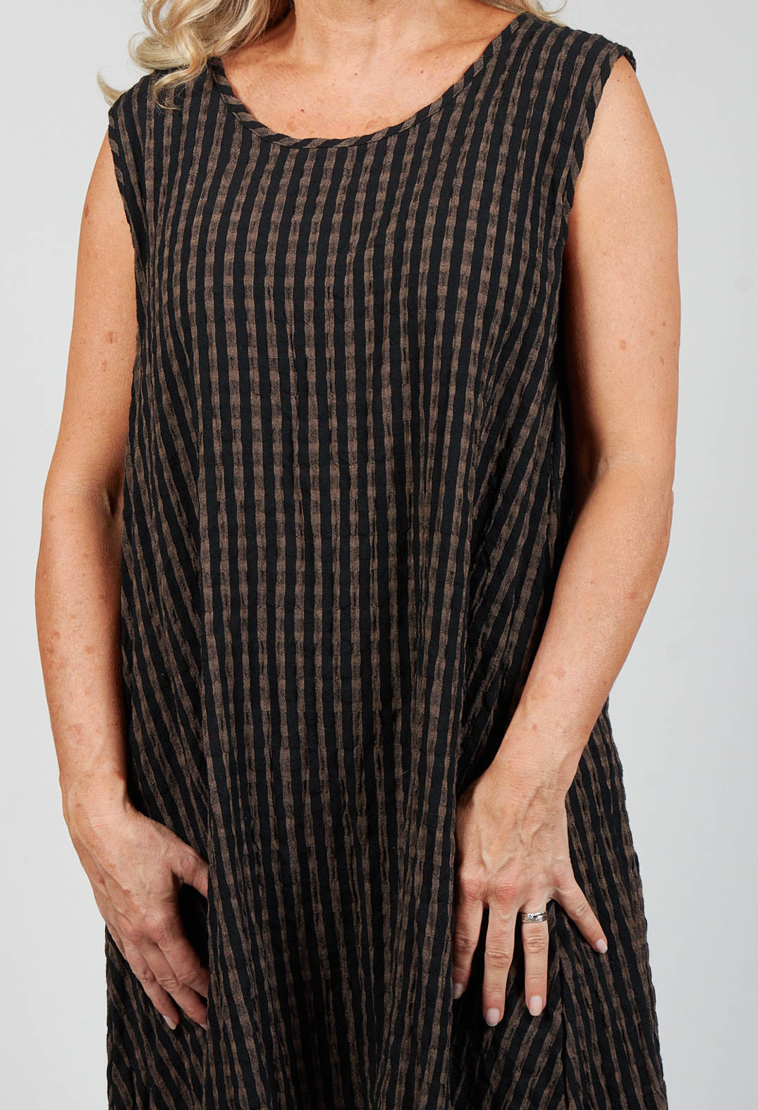 Horri Tunic in Grey and Brown Stripe