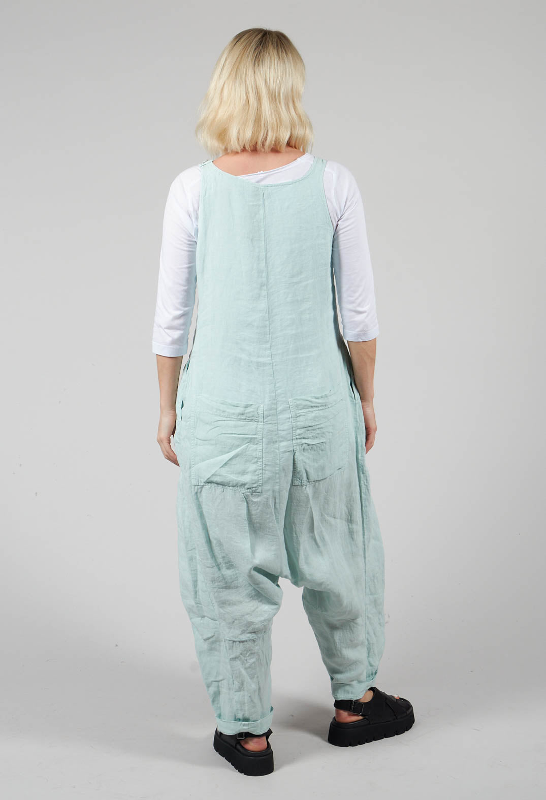 Drop Crotch Linen Jumpsuit in Sky