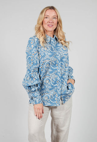 Asta Denim Shirt with Embroidery Detail in Blue