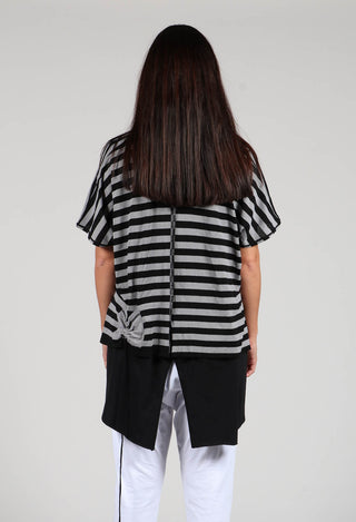 Cropped Stripe Top in Black Grey