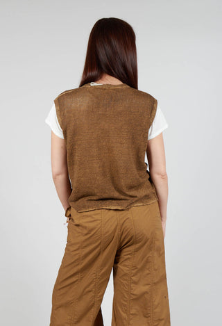 Linen Cotton Vest in Tobacco