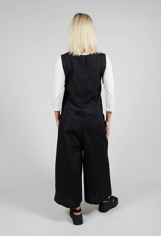 Drop Crotch Jumpsuit with Lettering in Black