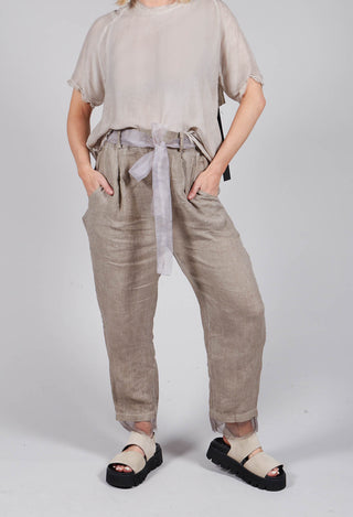 Linen Peg Trousers in Fango Beige