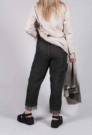 Linen Peg Trousers in Nero Grey