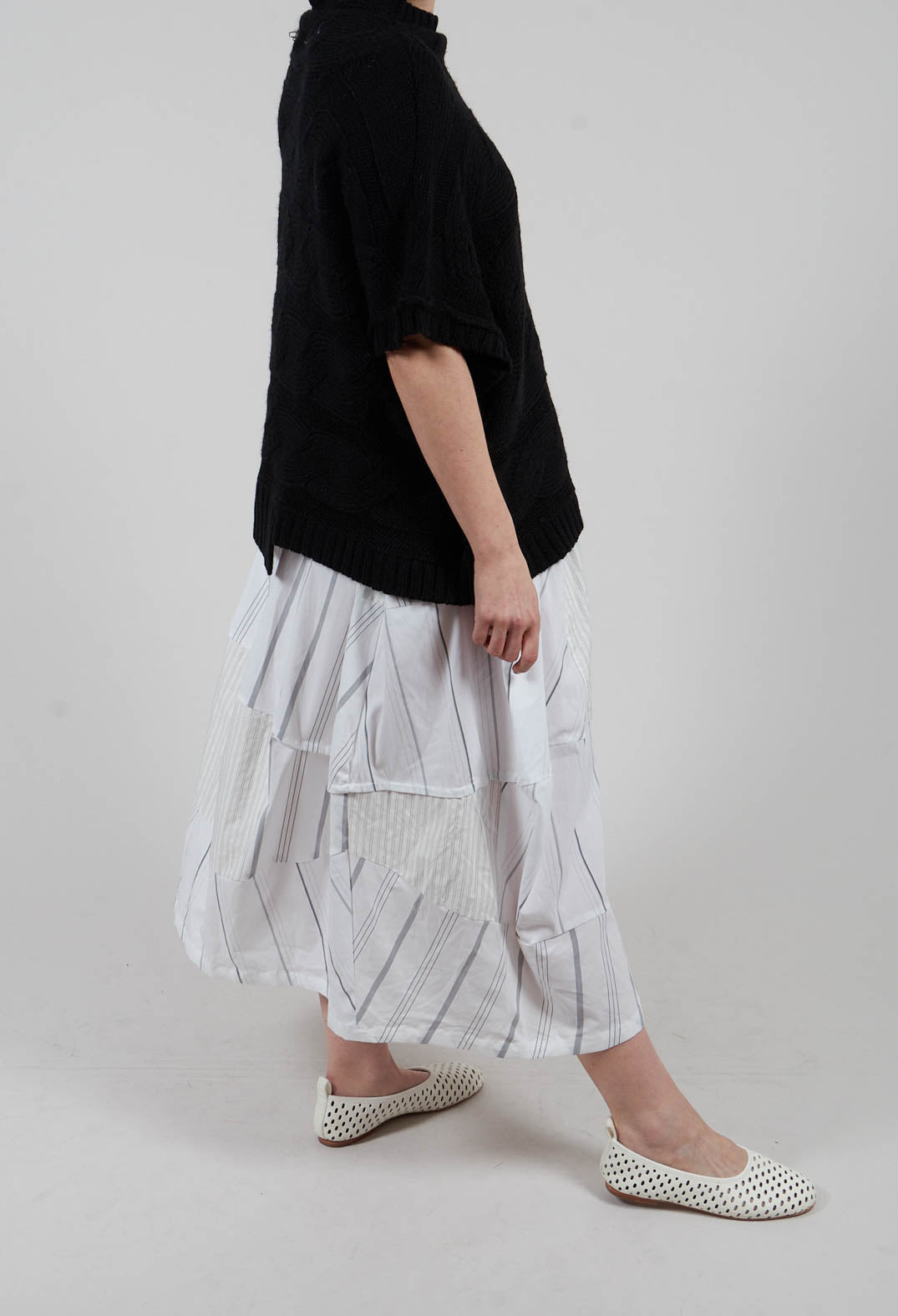 Tulip Hem Skirt in White Stripe