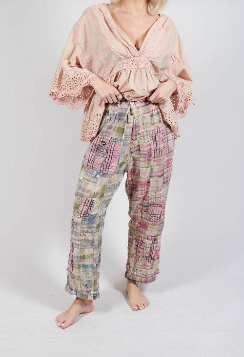 Patchwork Charmie Trousers in Madras Pink