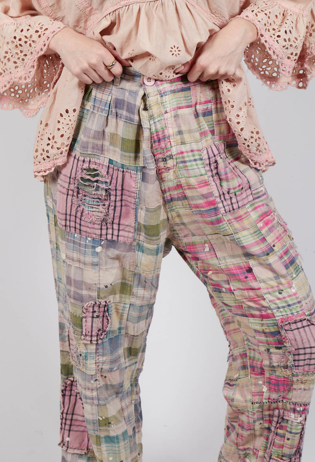 Patchwork Charmie Trousers in Madras Pink