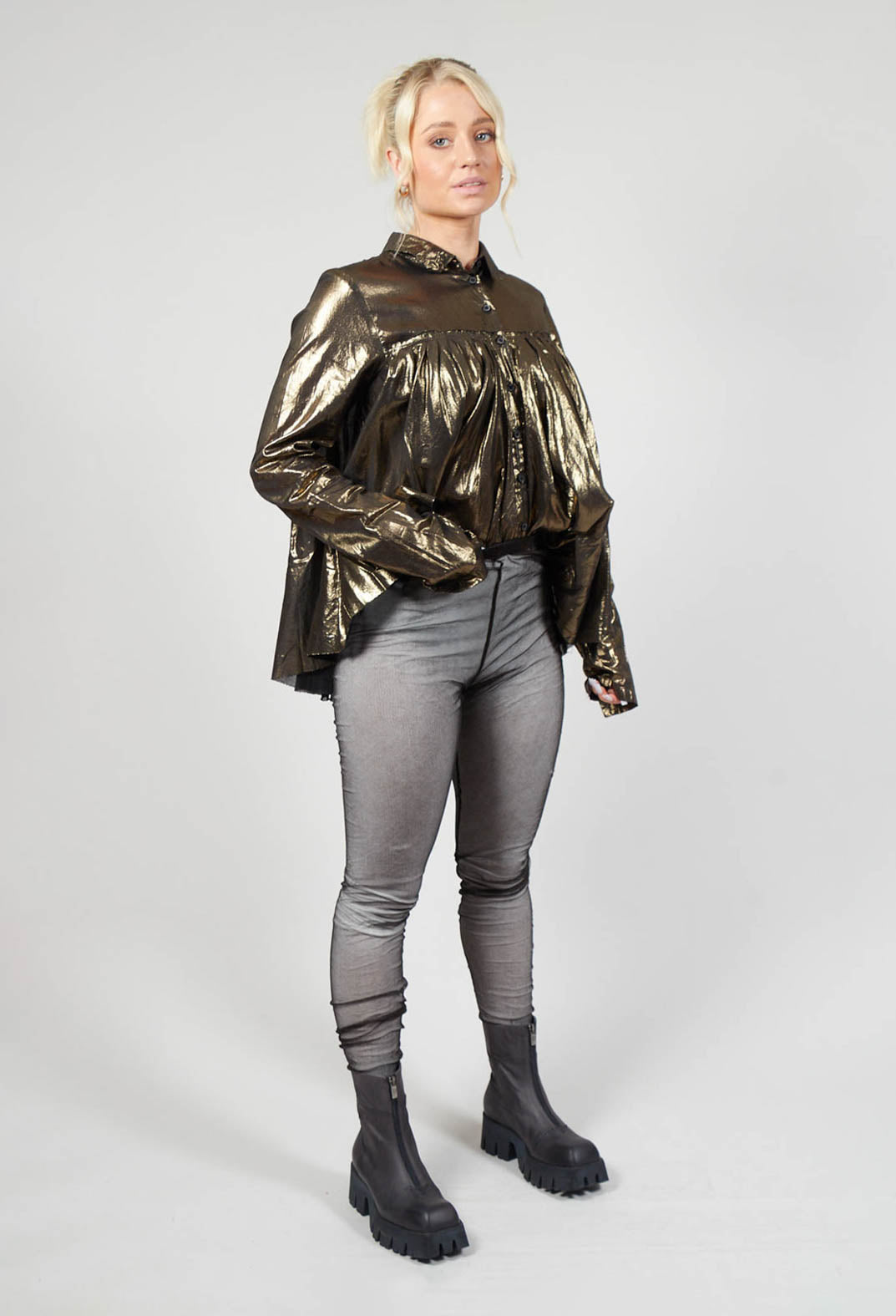 Sheer Elasticated Leggings in Gold Black – Olivia May