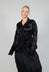 Satin Jacket with Ruffle Detail in Black