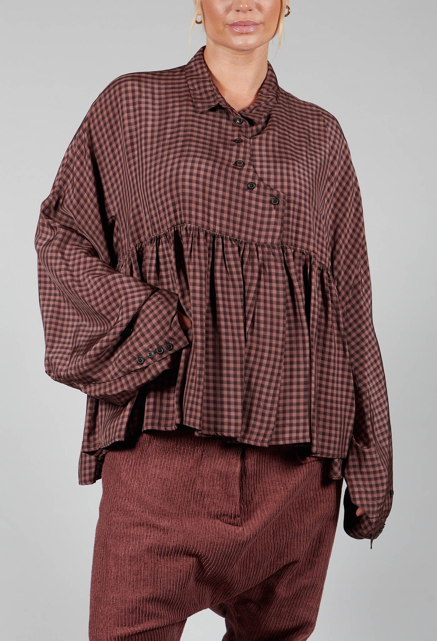 Peplum clearance check shirt