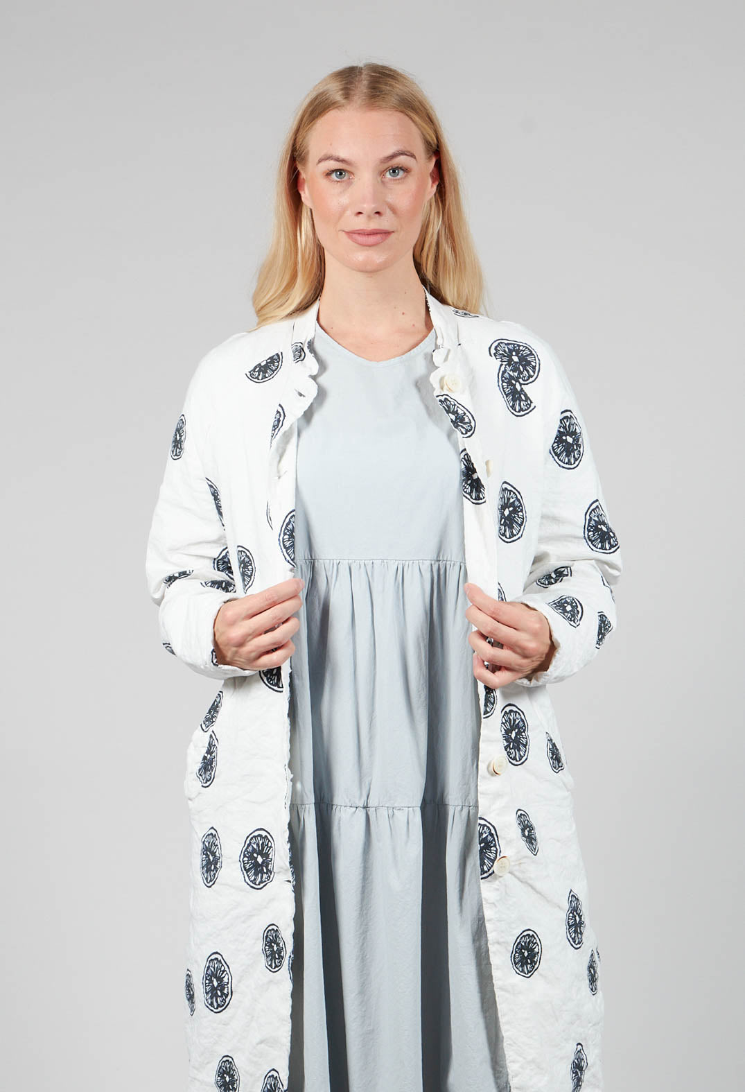 Citrus Print White Coat