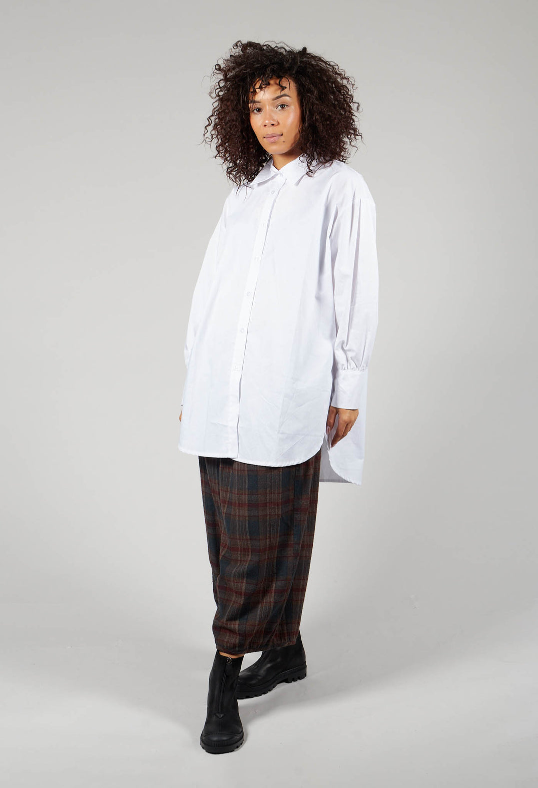 Button Up Long Sleeve Shirt in White