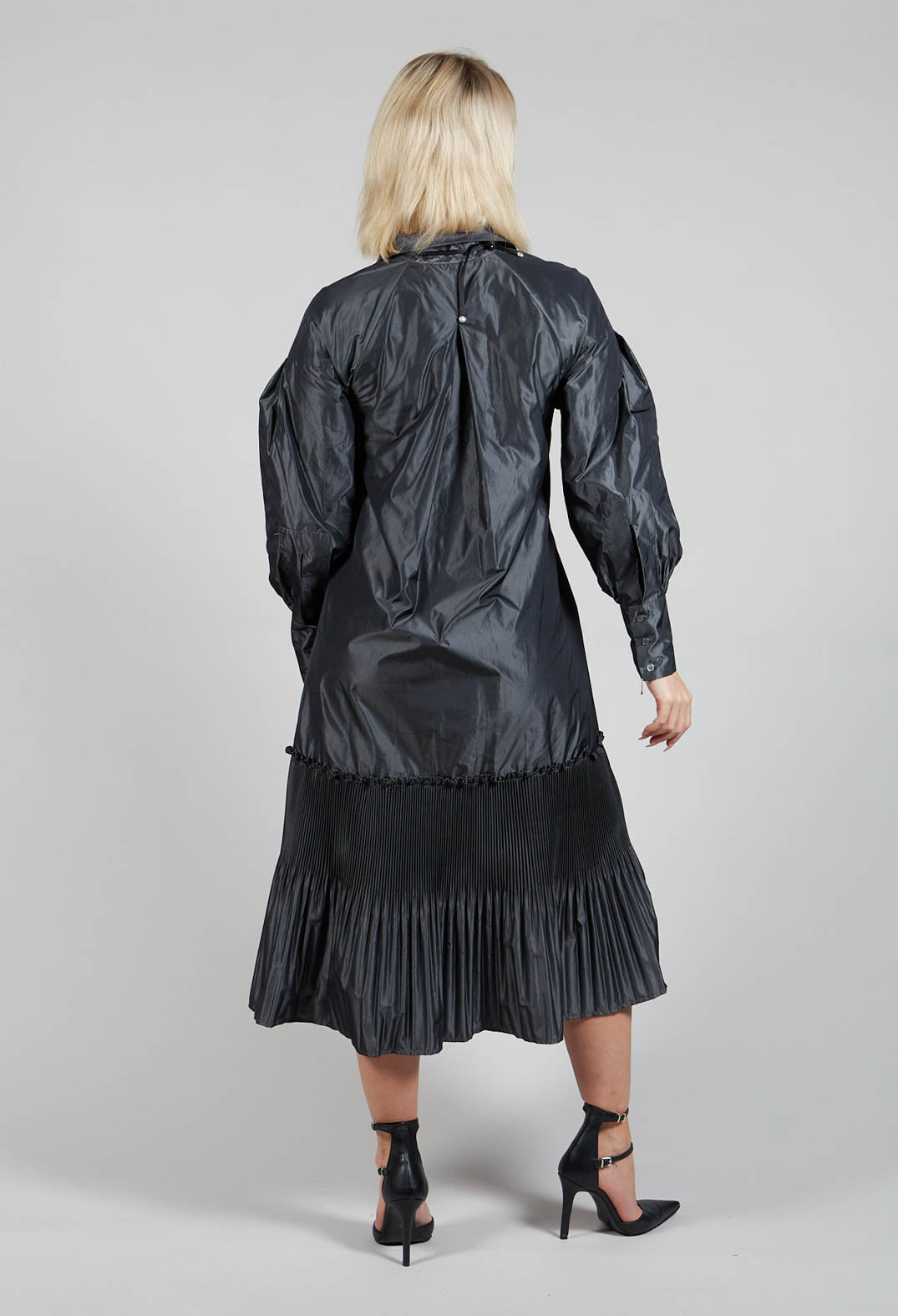 Taffeta Button Through Dress in Anthracite