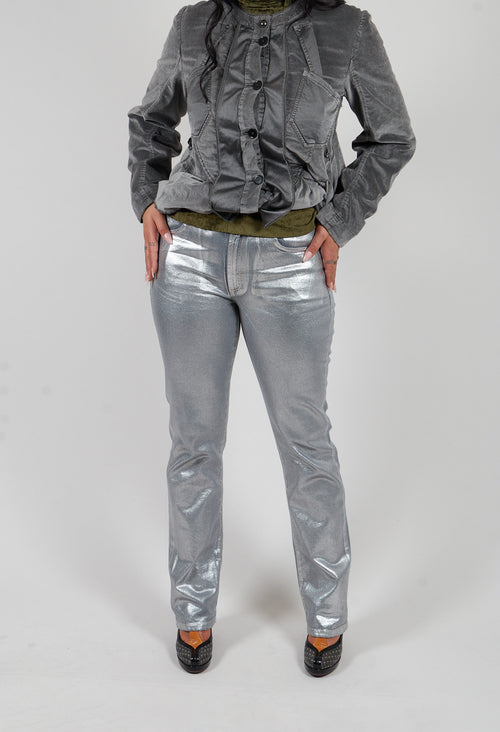 Coated Slim Fit Jeans in Silver