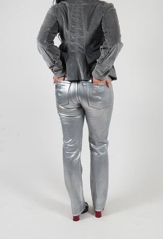 Coated Slim Fit Jeans in Silver