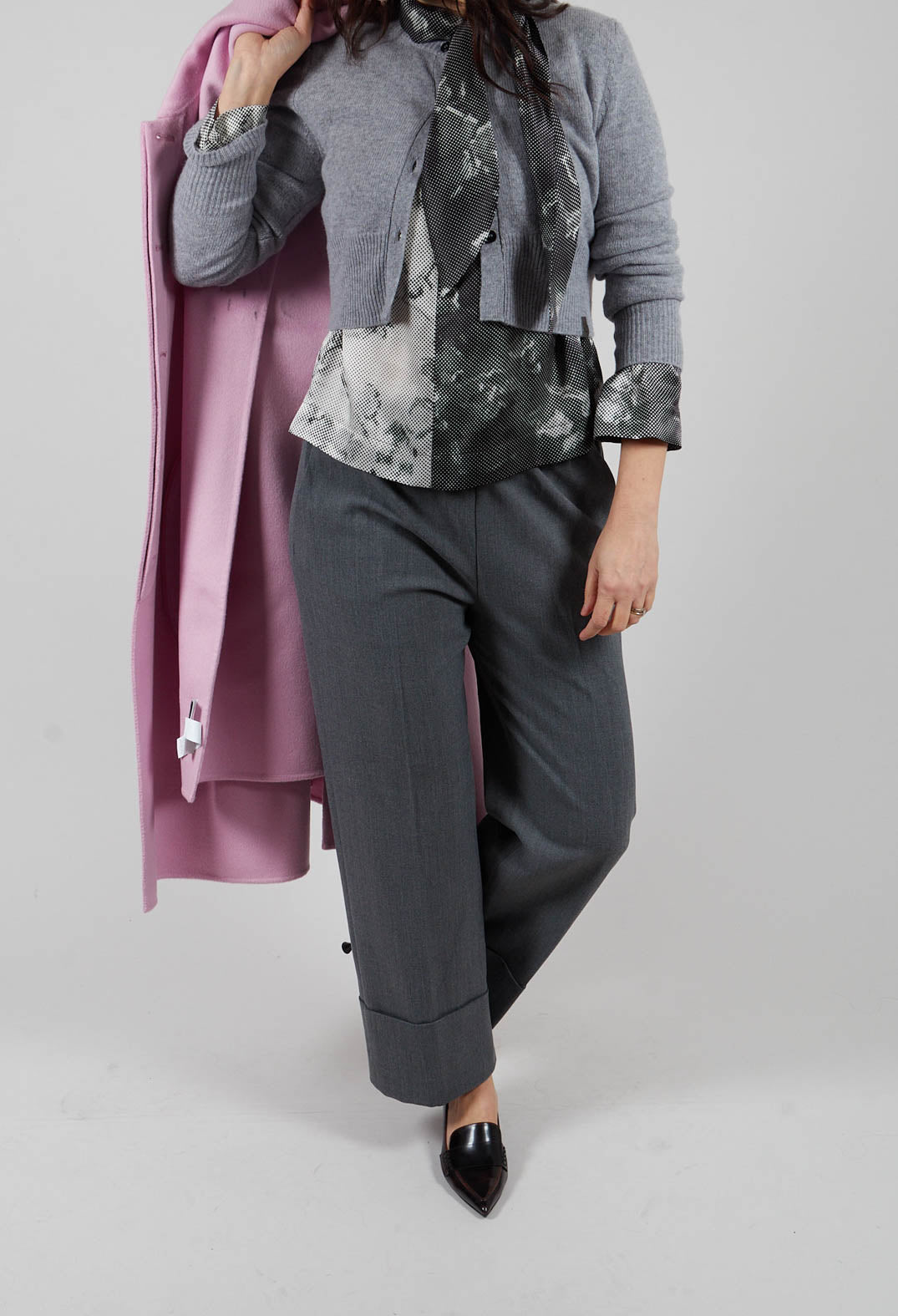 Tailored Trousers with Elasticated Waist in Grey