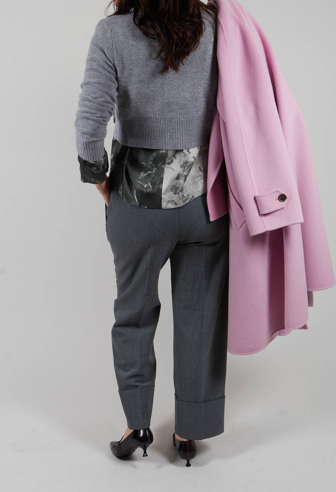 Tailored Trousers with Elasticated Waist in Grey