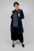 Colette Coat in Navy Blue and Aqua Stripe