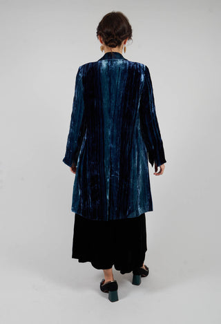 Colette Coat in Navy Blue and Aqua Stripe