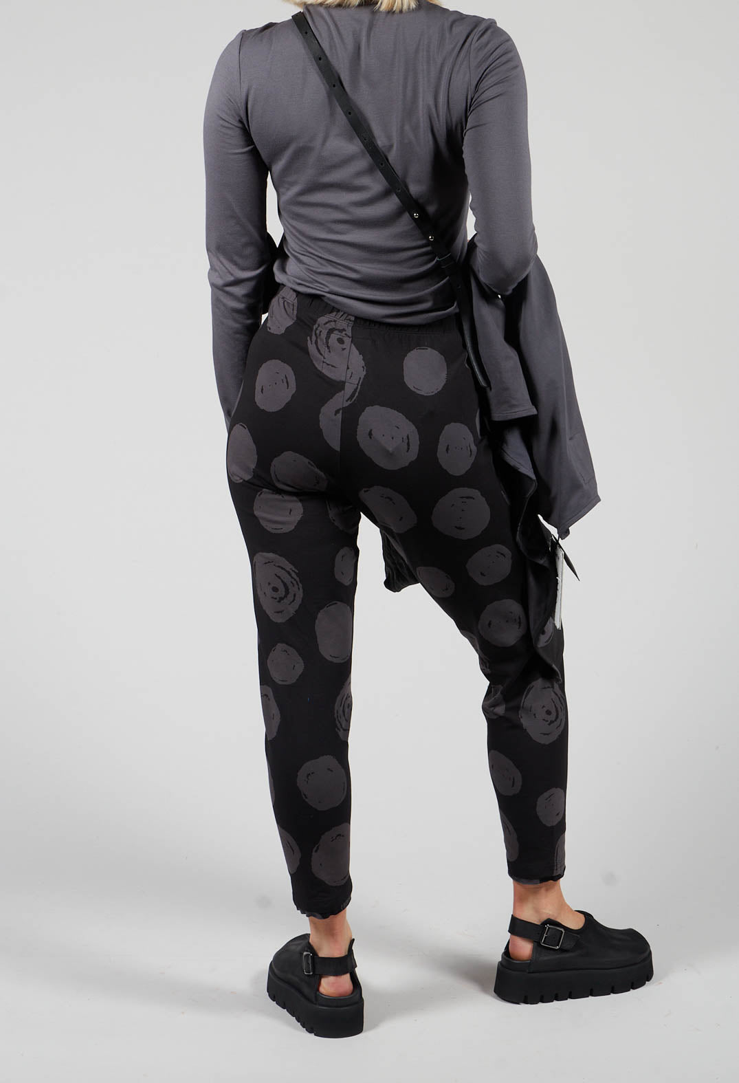 Paint Polka Dot Print Leggings in Grey Olivia May