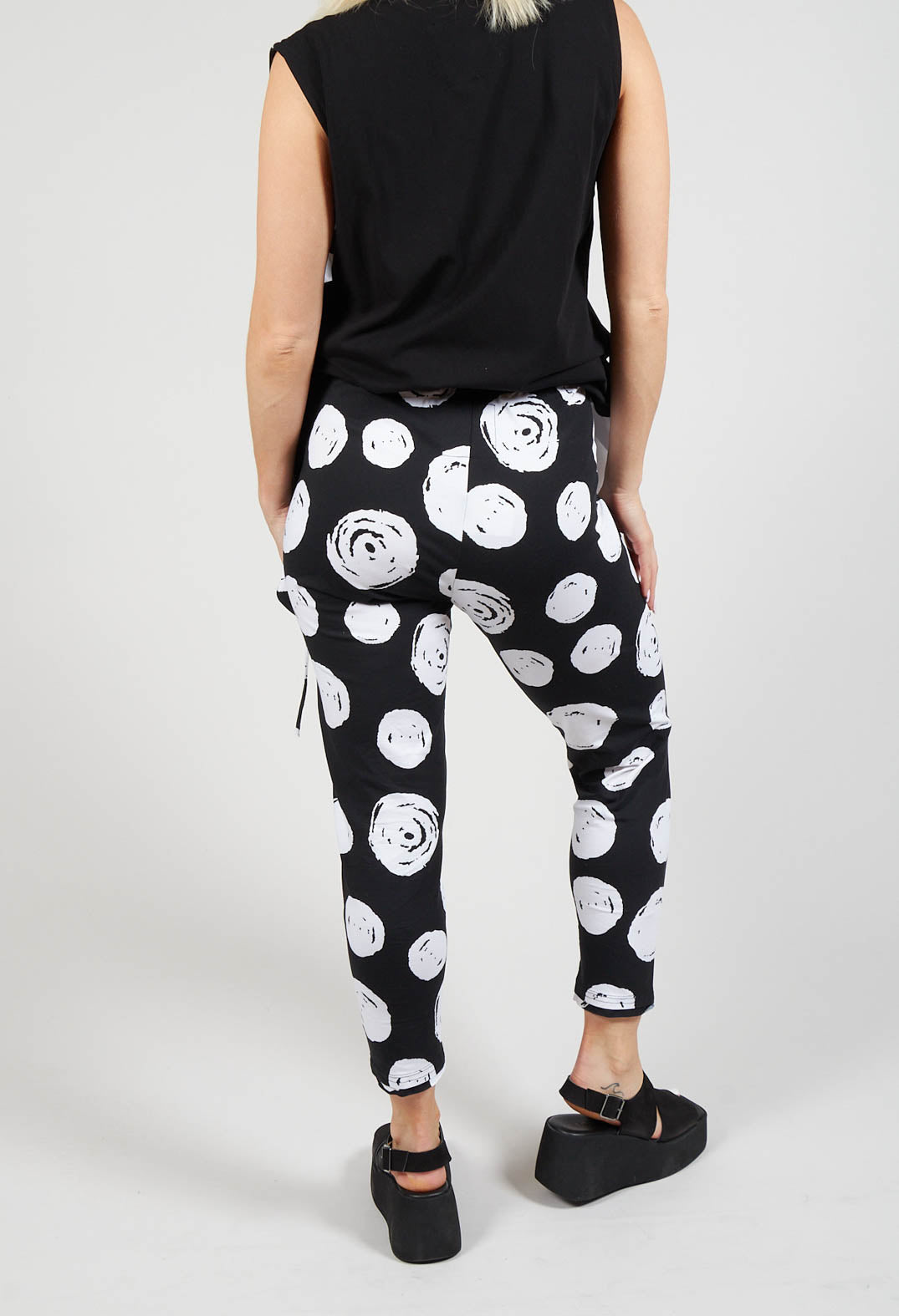 Paint Polka Dot Print Leggings in Black