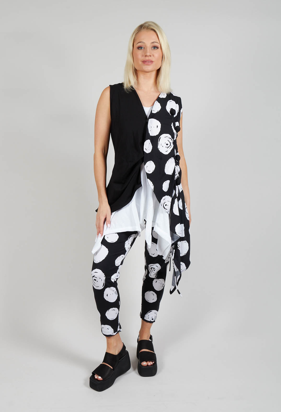 Paint Polka Dot Print Waistcoat in Black