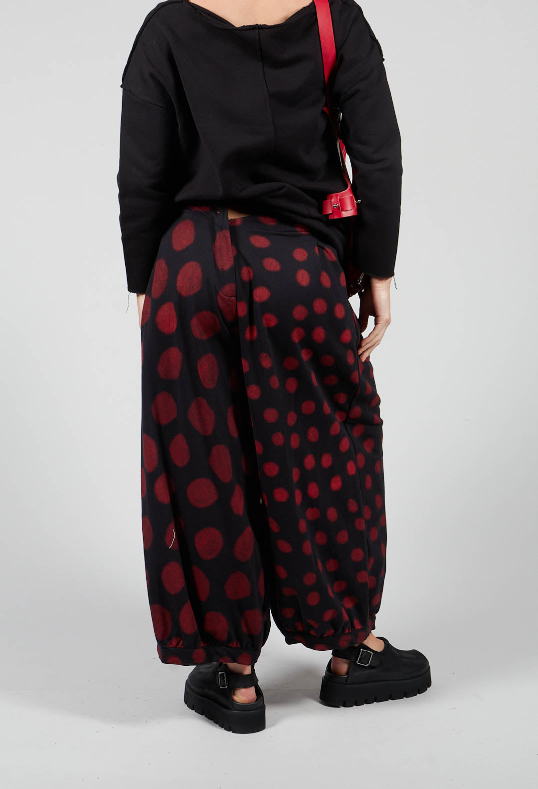 Wide Leg Trousers in Red Pois