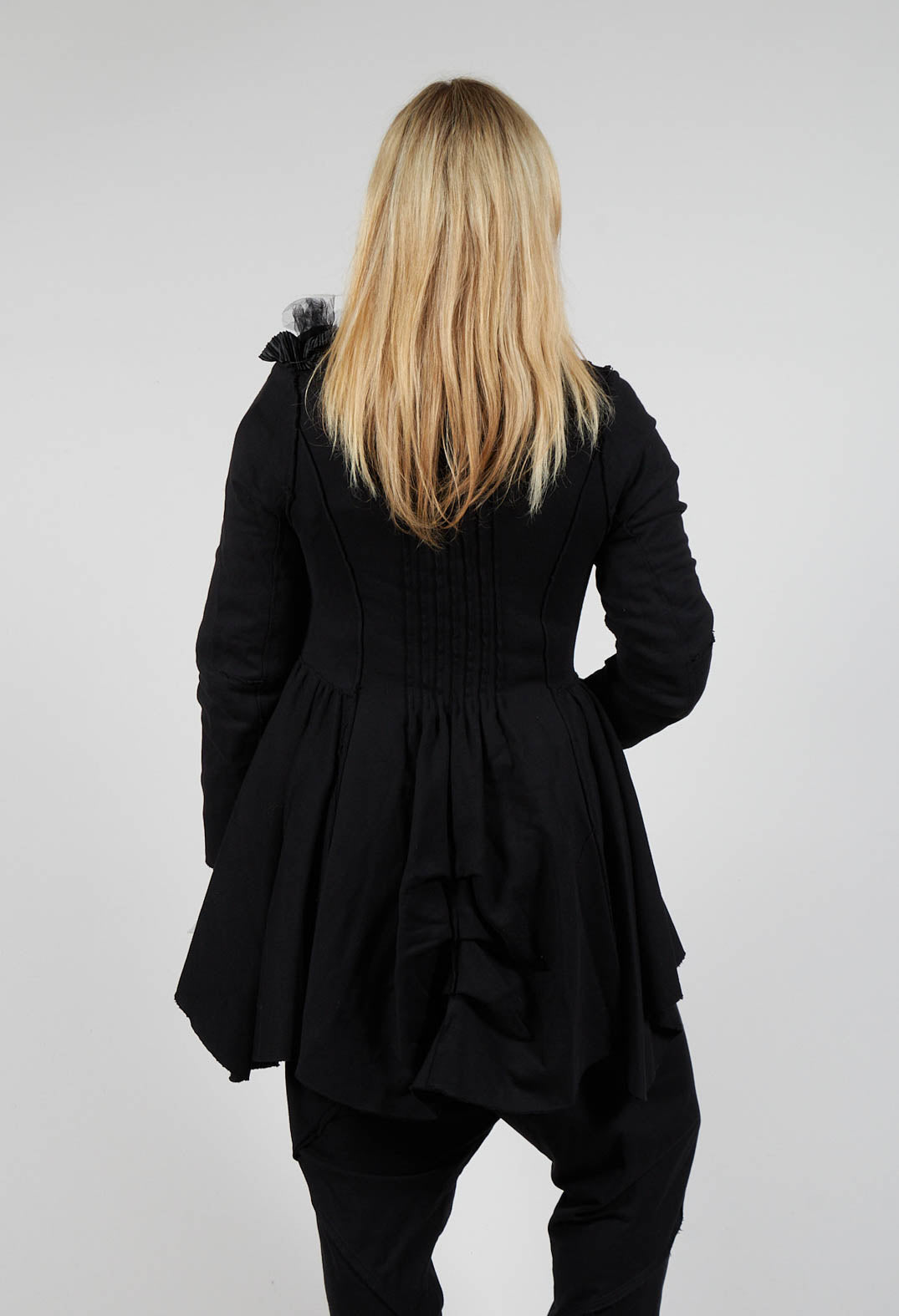 Ruffle Blazer in Black