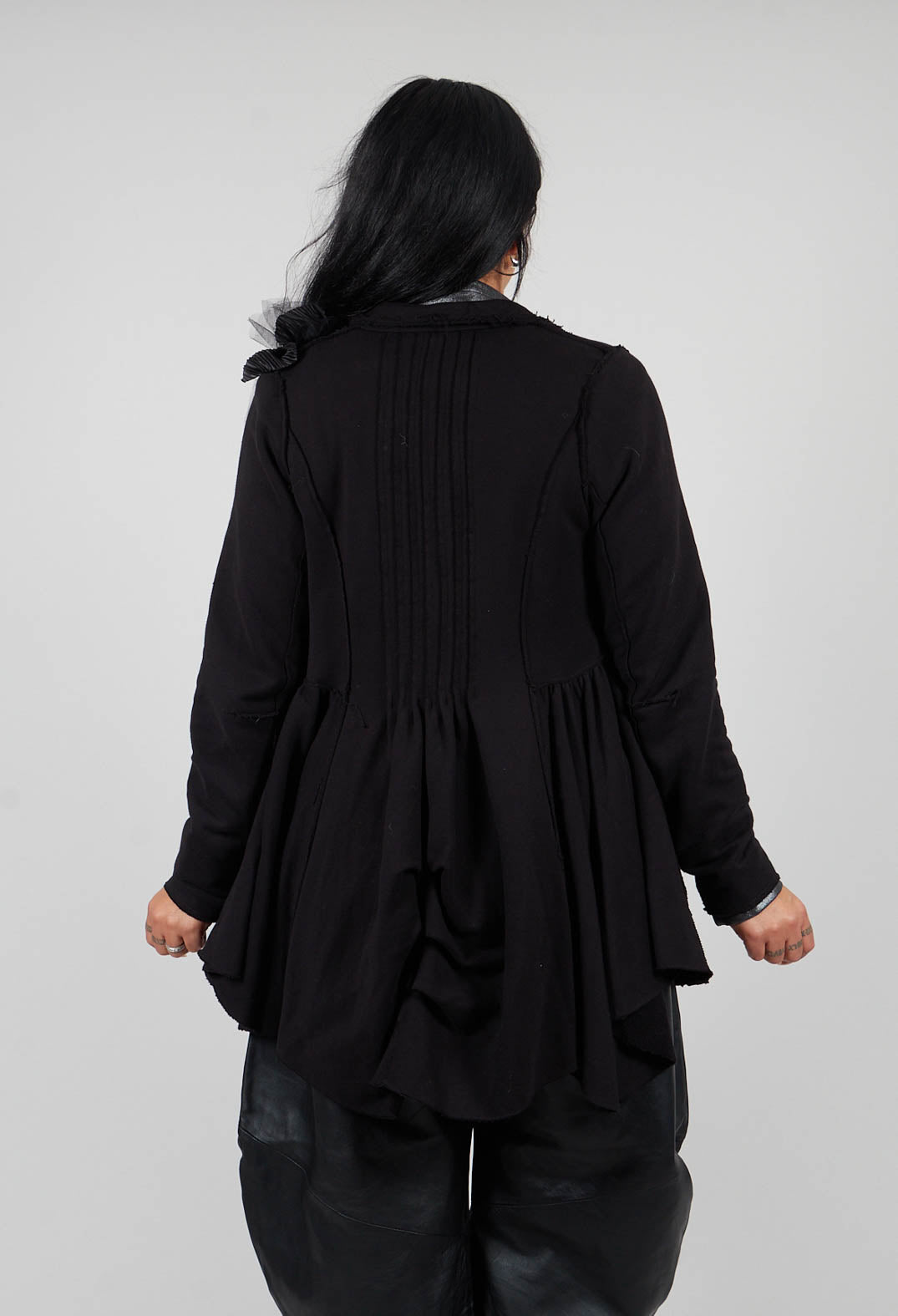 Ruffle Blazer in Black