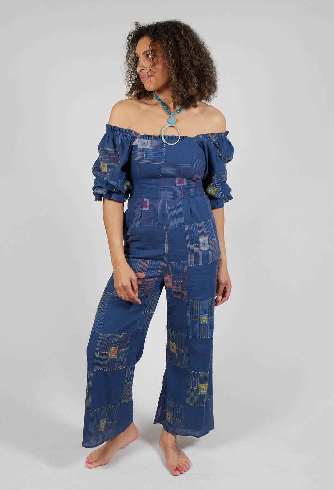 Molly Handwoven Jumpsuit in Indigo