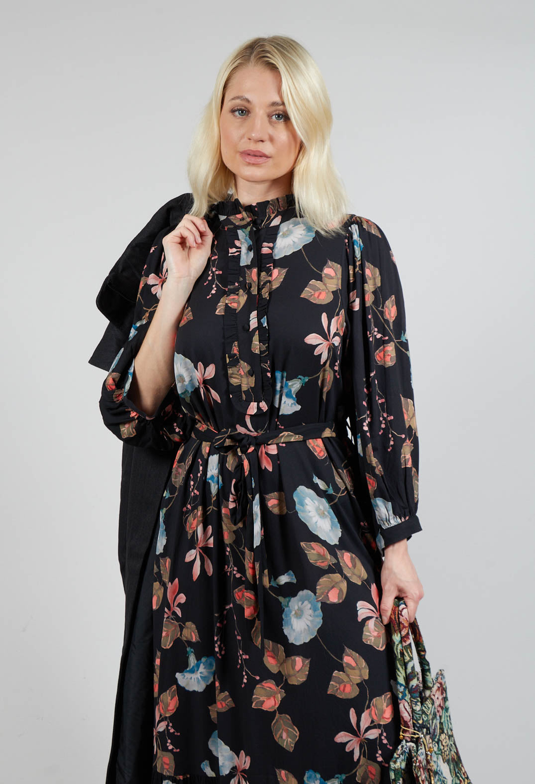 Flounce Dress in Bindweed Coal