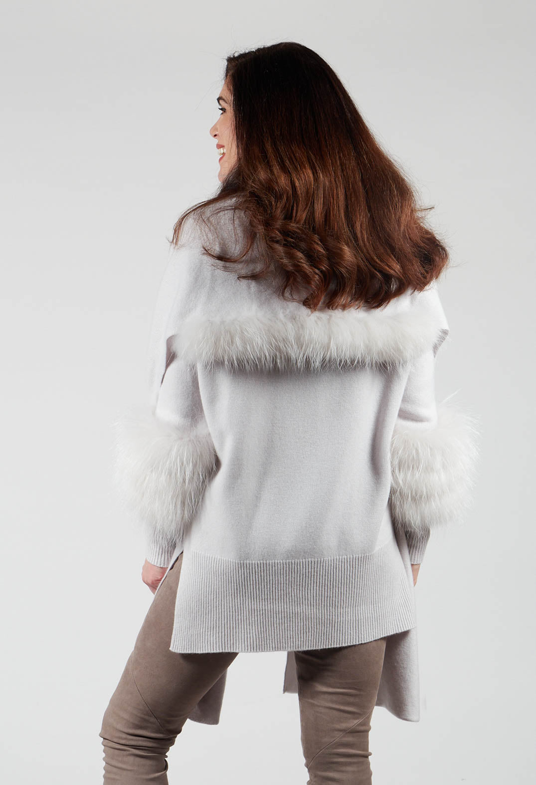 Faux fur sleeve clearance jumper